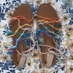 Rainbow ankle wrap shoes